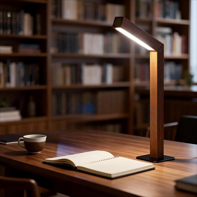 Main image of Wooden Desk Lamp Magnetic Wall Mount Rechargeable Home Office-Sapele | 360 Rotatable cordless night light ,Touch dimming,USB-C. Minimalist style for reading, bedside,artwork,working,ambiance