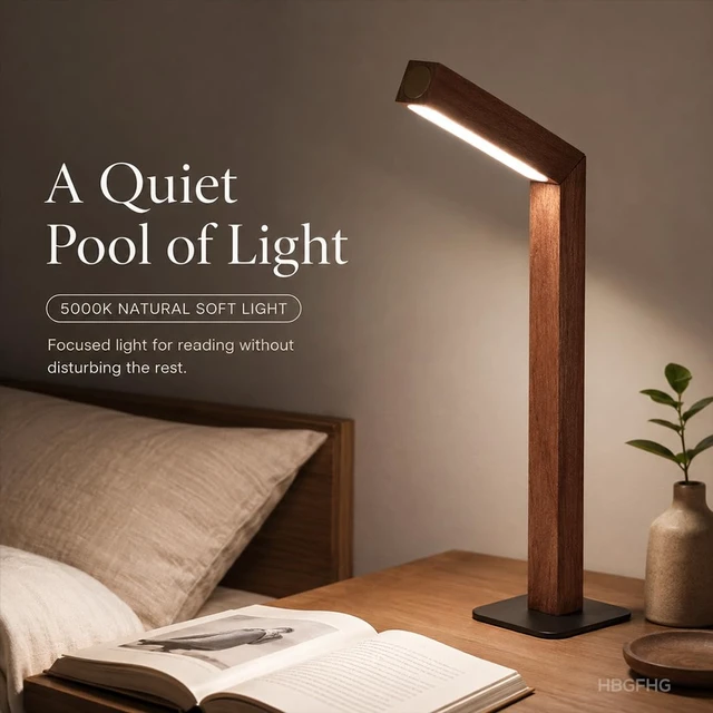 Alt view image 2 of 7 - Wooden Desk Lamp Magnetic Wall Mount Rechargeable Home Office-Sapele | 360 Rotatable cordless night light ,Touch dimming,USB-C. Minimalist style for reading, bedside,artwork,working,ambiance