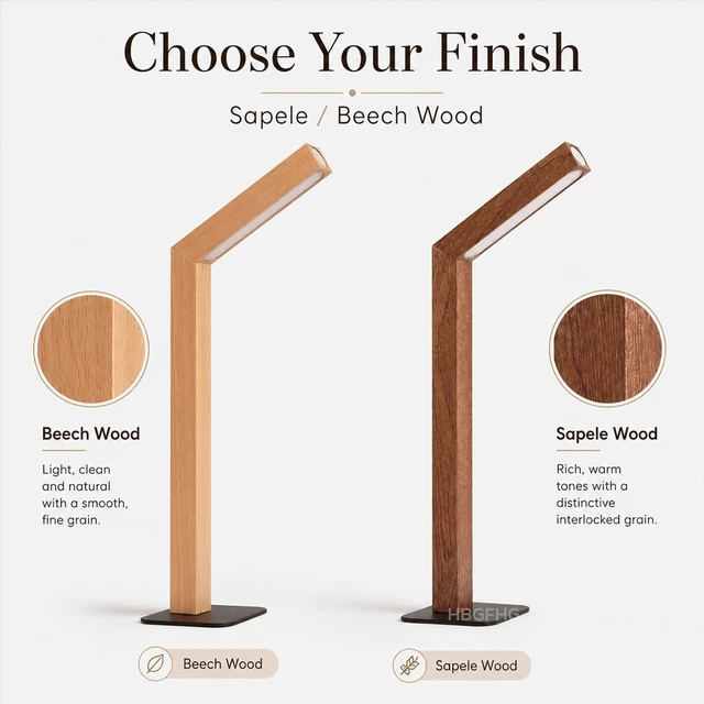 Alt view image 4 of 7 - Wooden Desk Lamp Magnetic Wall Mount Rechargeable Home Office-Sapele | 360 Rotatable cordless night light ,Touch dimming,USB-C. Minimalist style for reading, bedside,artwork,working,ambiance