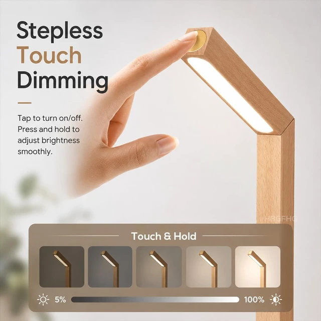 Alt view image 5 of 7 - Wooden Desk Lamp Magnetic Wall Mount Rechargeable Home Office-Sapele | 360 Rotatable cordless night light ,Touch dimming,USB-C. Minimalist style for reading, bedside,artwork,working,ambiance