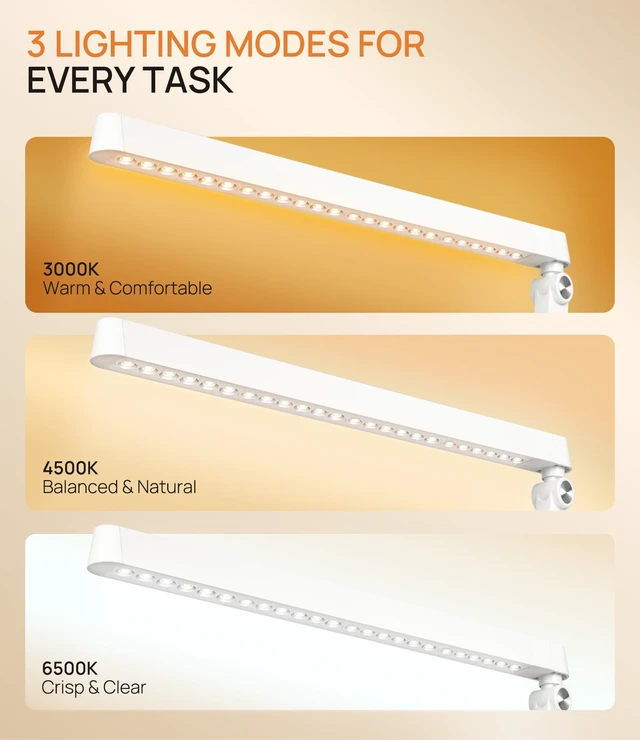 Alt view image 4 of 7 - Professional LED Desk Lamp, Base & Clamp, for Nail Techs & Office | 36° Focused Light, CRI95+, Less Eye Fatigue, Acetone-Resistant, Stepless Dimming & Memory for Estheticians & Tattoo Artists