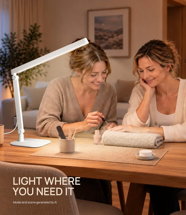 Alt view image 7 of 7 - Professional LED Desk Lamp, Base & Clamp, for Nail Techs & Office | 36° Focused Light, CRI95+, Less Eye Fatigue, Acetone-Resistant, Stepless Dimming & Memory for Estheticians & Tattoo Artists