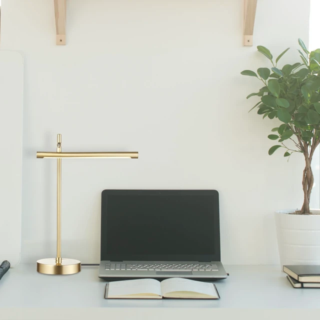 Alt view image 5 of 7 - 52889 West 15" LED Integrated Desk Lamp, Matte Brass, 200 Lumens, Dimmer Rotary Switch