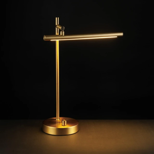 Alt view image 3 of 7 - 52889 West 15" LED Integrated Desk Lamp, Matte Brass, 200 Lumens, Dimmer Rotary Switch