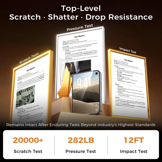 Alt view image 3 of 7 - NeverBreak 9H+ Hardness for iPhone Duo Screen Protector 12FT Military Grade Protection (Scratch, Shatter, Drop Resistance) Duo Tempered Glass Full Edge Coverage Case Friendly 2 Pack