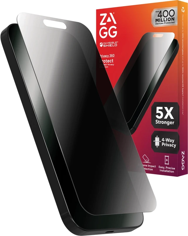 Main image of Glass Elite Privacy iPhone 15 Screen Protector | 5X Stronger with Reinforced Edges, 2-Way Privacy Filter, Scratch & Smudge-Resistant Surface, InvisibleShield, Easy to Install