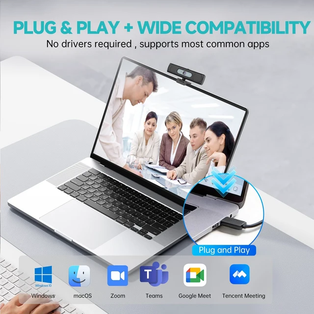 Alt view image 7 of 7 - G55 2K Webcam with Dual Speakers & Microphone for PC Laptop | USB Computer Camera, 120° FOV, Remote Control, Plug & Play Streaming Camera, works with Zoom/Teams/Mac