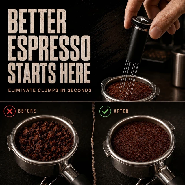 Alt view image 2 of 7 - WDT Tool Espresso Distribution Tool Stirrer, Matte Black | Magnetic Weighted Aluminum Stand with Catch Tray, Separate Non-Slip Silicone Pad, 20 Interchangeable Needles.