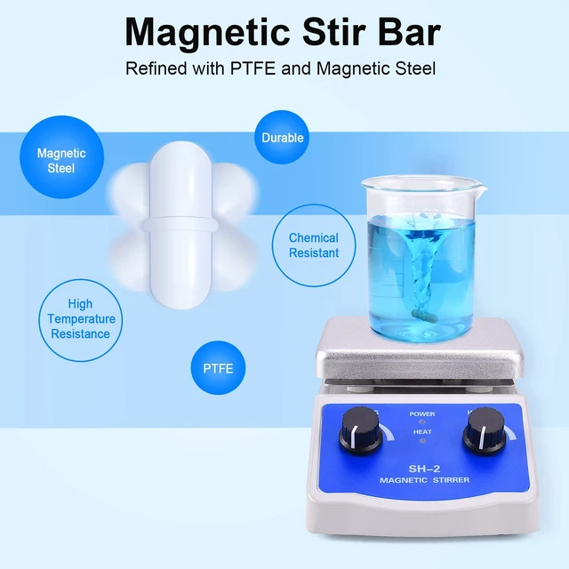 Alt view image 3 of 7 - Magnetic Stirrer Hot Plate Mixer 1000ml Stirring Capacity 5 x 5 inch Max 520°F Hotplate and 100-2000 RPM Stirrer, Stirring Bar & Support Stand Included