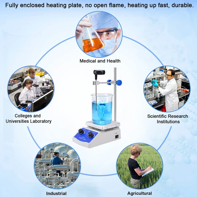 Alt view image 6 of 7 - Magnetic Stirrer SH-2 Hot Plate Mixer Max 520 Lab Hotplate Stirrer 2000 RPM Stir Plate with Thermometer, Stir Bar and Support Stand