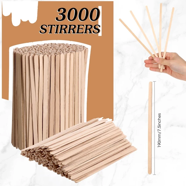 Alt view image 3 of 6 - 3000 Pcs Wooden Coffee Stirrers Disposable Stir Sticks, 7.5 Inch | Birch Wood Coffee Stirring Sticks, Coffee Bar Supplies for Daily Use, for Hot Chocolate Tea Cocktail Beverages Drinks Stirrer