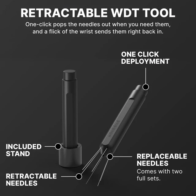 Alt view image 2 of 6 - Flick WDT Espresso Distribution Tool - Retractable Needle Tamper | Barista stirrer tool, coffee & espresso machine parts, includes two sets of replacement needles and base, magnetic release