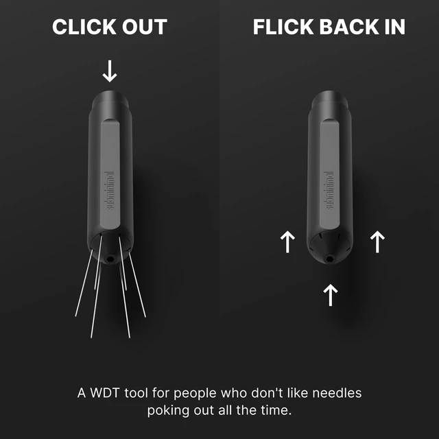 Alt view image 4 of 6 - Flick WDT Espresso Distribution Tool - Retractable Needle Tamper | Barista stirrer tool, coffee & espresso machine parts, includes two sets of replacement needles and base, magnetic release