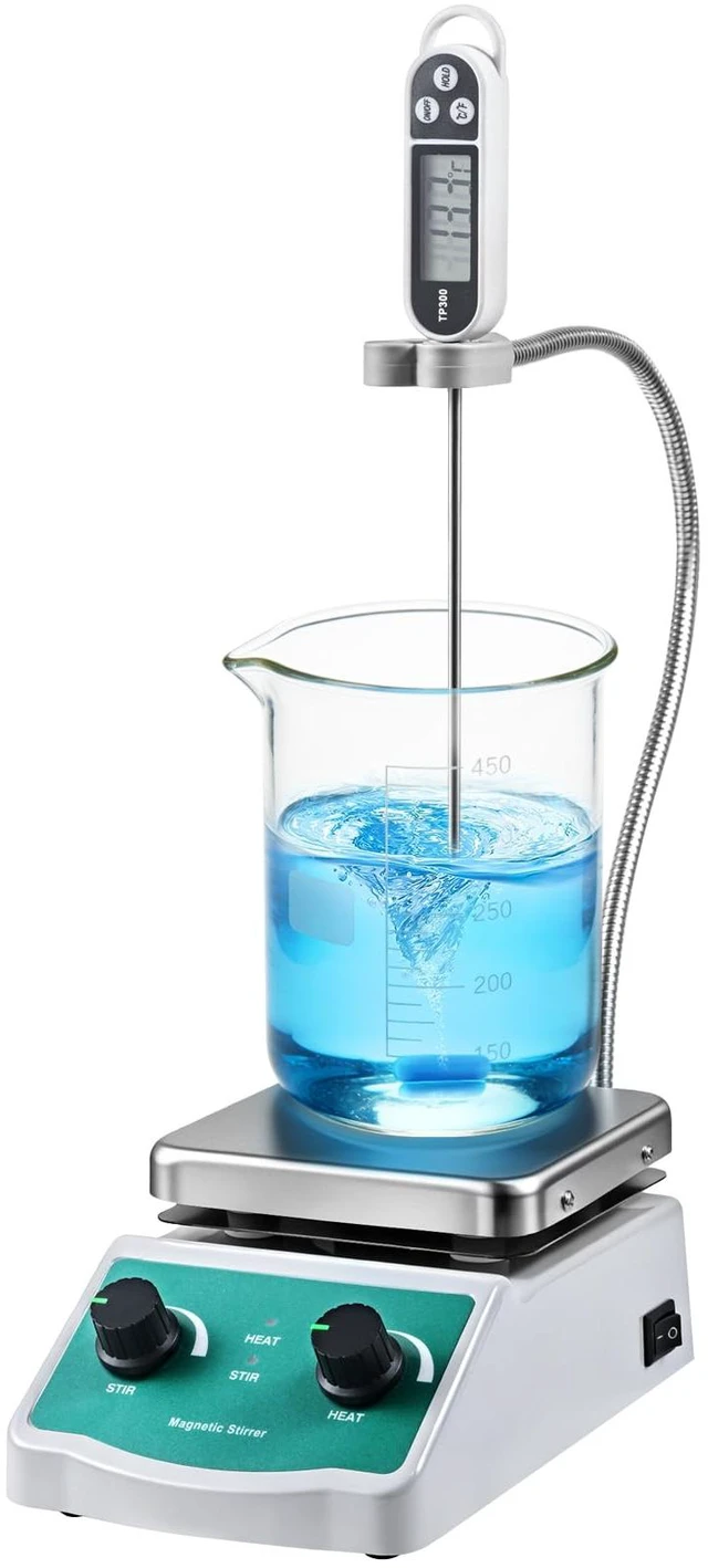 Main image of Magnetic Stirrer Hot Plate, Mixer with 2L Stirring Capacity, Up to 520°F, 0-2000 RPM Adjustable Speed, 4.7 x 4.7 inch Hot Plate, Includes Magnetic Stir Bar & Support Stand