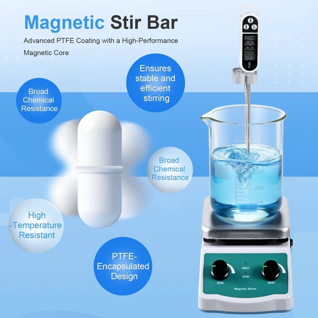 Alt view image 6 of 7 - Magnetic Stirrer Hot Plate, Mixer with 2L Stirring Capacity, Up to 520°F, 0-2000 RPM Adjustable Speed, 4.7 x 4.7 inch Hot Plate, Includes Magnetic Stir Bar & Support Stand