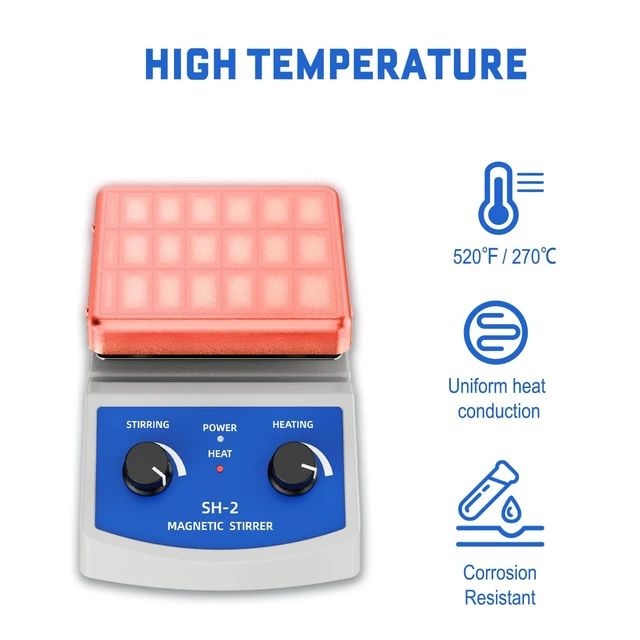 Alt view image 3 of 7 - Magnetic Stirrer Hot Plate w/Stir Bar,100-2000rpm Magnetic Hotplate Stirrer | Max Adjustable 180W Heating Power Hot Plate Stirrer, Max 520 Hot Plate with Magnetic Stirrer