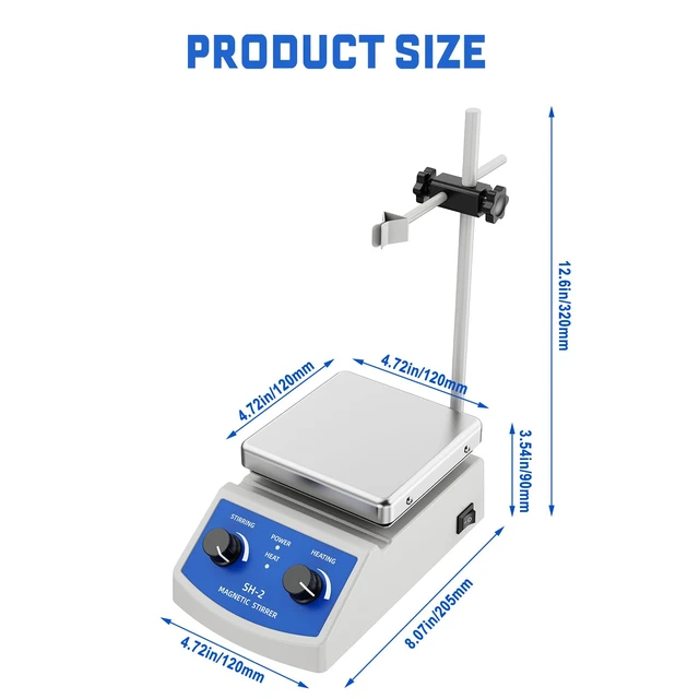 Alt view image 5 of 7 - Magnetic Stirrer Hot Plate w/Stir Bar,100-2000rpm Magnetic Hotplate Stirrer | Max Adjustable 180W Heating Power Hot Plate Stirrer, Max 520 Hot Plate with Magnetic Stirrer