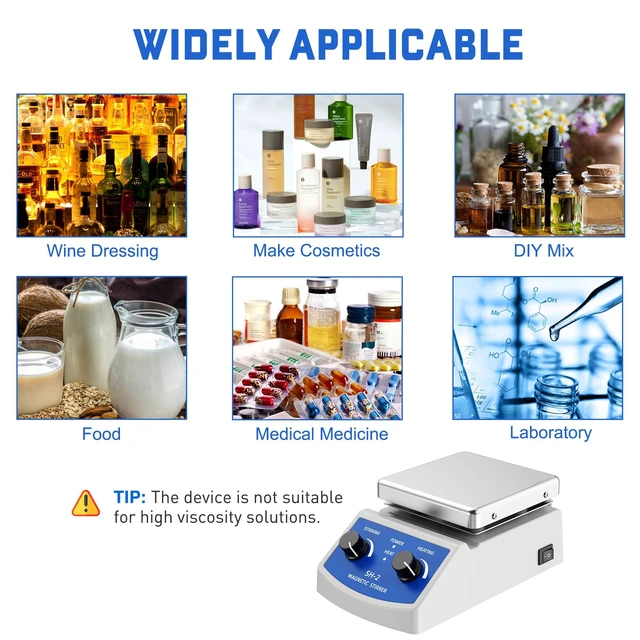 Alt view image 6 of 7 - Magnetic Stirrer Hot Plate w/Stir Bar,100-2000rpm Magnetic Hotplate Stirrer | Max Adjustable 180W Heating Power Hot Plate Stirrer, Max 520 Hot Plate with Magnetic Stirrer