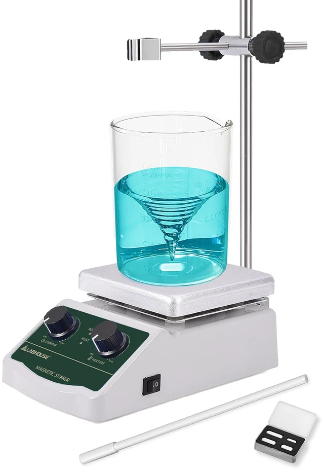 Main image of LHS-2 Magnetic Stirrer Hot Plate, 300°C/572°F, 2000RPM, 2L | Plate surface temp up to 300°C, PTFE stir bars & recycler, support stand, variable speed, for lab heating & mixing