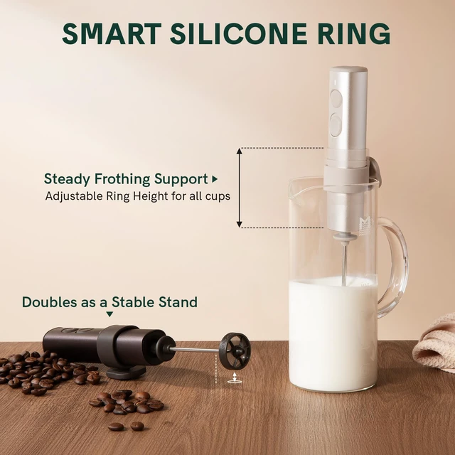 Alt view image 6 of 7 - LattoGo Milk Frother HandheldRechargeable & Professional Grade | Electric Frother for Milk, Mini Mixer & Coffee Blender for Barista-Quality Latte Anywhere with Travel Case (Tundra Brown)