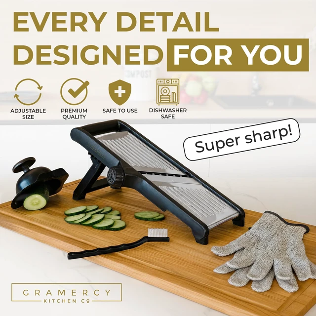 Alt view image 2 of 6 - Food Slicer With 12 Slice Settings, LITE Edition | Vegetable Cutter, Potato Slicer, Mandolin for Kitchen, Veggie Cutter, Cucumber Tool - Comes a Pair of Cut-Resistant Gloves