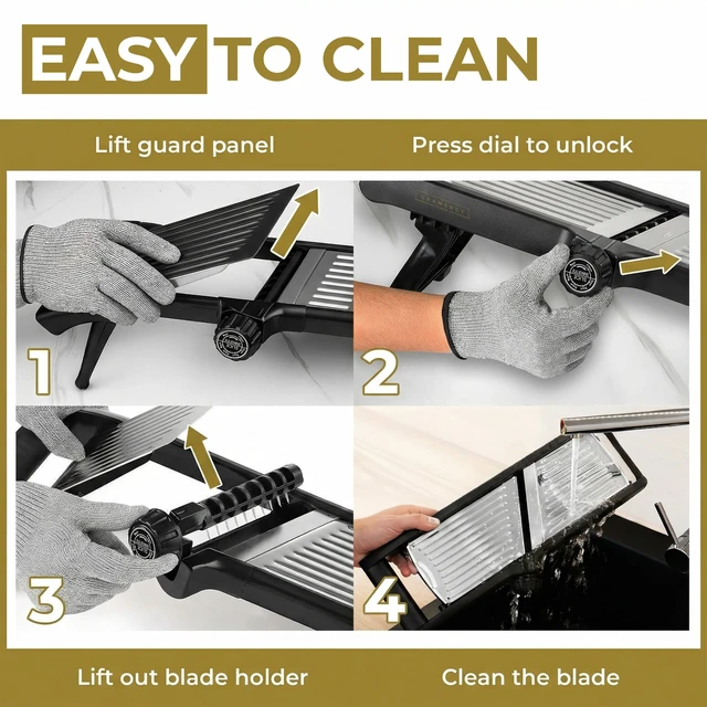 Alt view image 5 of 6 - Food Slicer With 12 Slice Settings, LITE Edition | Vegetable Cutter, Potato Slicer, Mandolin for Kitchen, Veggie Cutter, Cucumber Tool - Comes a Pair of Cut-Resistant Gloves