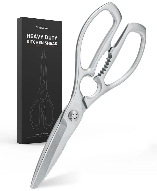 Main image of Kitchen Scissors, Forged Stainless Steel Shears for Meat and Vegetables | 3Cr14 one-piece blades with bottle opener, nutcracker and fish scaler; dishwasher safe