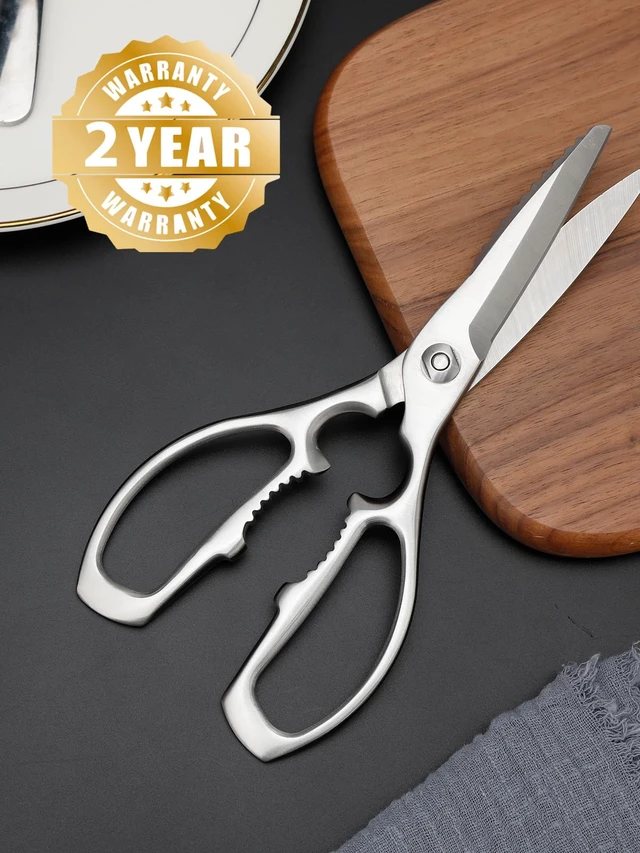 Alt view image 7 of 7 - Kitchen Scissors, Forged Stainless Steel Shears for Meat and Vegetables | 3Cr14 one-piece blades with bottle opener, nutcracker and fish scaler; dishwasher safe