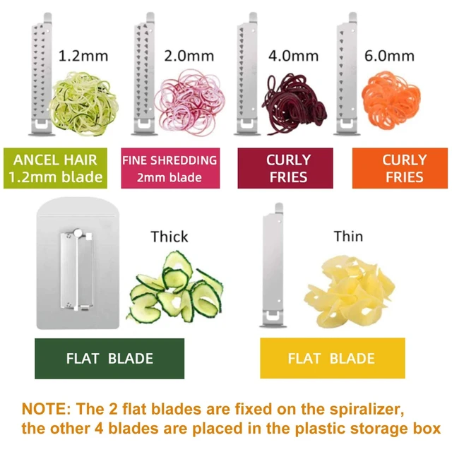 Alt view image 2 of 5 - 6-Blade Vegetable Spiralizer Spiral Slicer Veggie Pasta Spaghetti Maker for Healthy Low Carb/Paleo/Gluten - 304 Food Stainless Steel Body