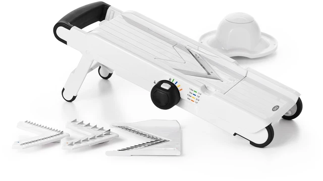 Main image of Good Grips V-Blade Mandoline | Vegetable Slicer, Sharp V-Shaped Blade, Adjustable Thickness Settings and Julienne, Food Holder, Ideal for Slicing Produce