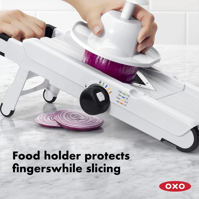 Alt view image 3 of 7 - Good Grips V-Blade Mandoline | Vegetable Slicer, Sharp V-Shaped Blade, Adjustable Thickness Settings and Julienne, Food Holder, Ideal for Slicing Produce