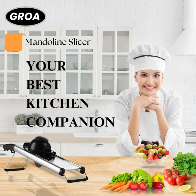 Alt view image 2 of 7 - Adjustable Mandoline Slicer for Kitchen French Fry Cutter, Potato Slicer Vegetable Slicer Tomato Slicer in Kitchen Essentials with Resistant Gloves- Stainless Steel Mandolin vegetable cutter