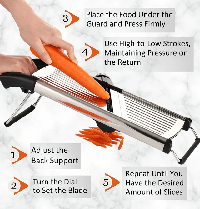 Alt view image 3 of 7 - Adjustable Mandoline Slicer for Kitchen French Fry Cutter, Potato Slicer Vegetable Slicer Tomato Slicer in Kitchen Essentials with Resistant Gloves- Stainless Steel Mandolin vegetable cutter