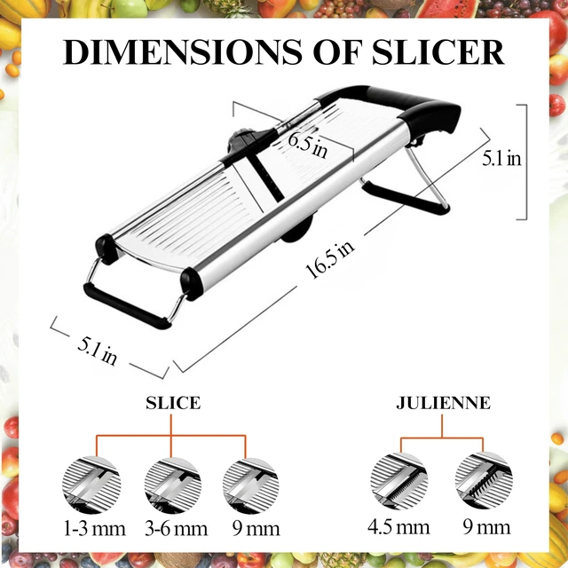 Alt view image 6 of 7 - Adjustable Mandoline Slicer for Kitchen French Fry Cutter, Potato Slicer Vegetable Slicer Tomato Slicer in Kitchen Essentials with Resistant Gloves- Stainless Steel Mandolin vegetable cutter