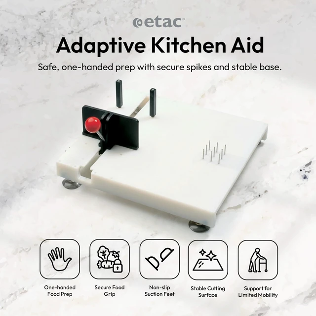 Alt view image 2 of 7 - Fix One Handed Adaptive Cutting Board with Spikes for Limited Mobility | Non-Slip Suction Feet, Stainless Steel Spikes, Adjustable Jaws, Food Prep Aid, Grating and Peeling