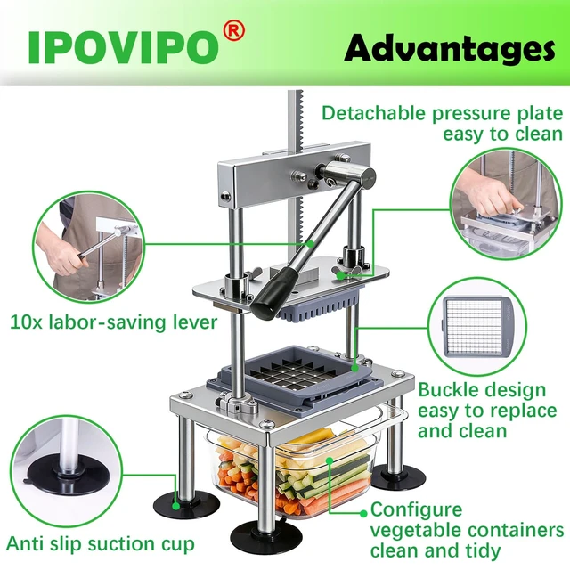 Alt view image 5 of 6 - French Fry Cutter for Potatoes Vegetable Onion Food Tomato Chopper