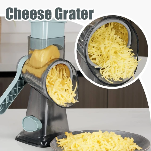 Alt view image 6 of 7 - Rotary Cheese Grater, Hand Crank Shredder Slicer | 3 Blades, 430 Stainless Steel, Labor-Saving, Time-saving, Stable Suction, Food-Grade Plastic, for Cheese Vegetable Nuts