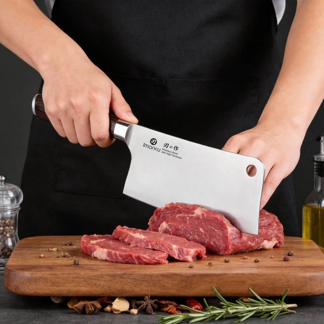 Alt view image 2 of 7 - Cleaver Knife 7 Inch, Japanese High Carbon Stainless Steel Chopper | Ultra Sharp for Meat and Vegetable,Multifunction Cooking Knife for Home and Restaurant,Ergonomic Pakkawood Handle,Ideal Gift