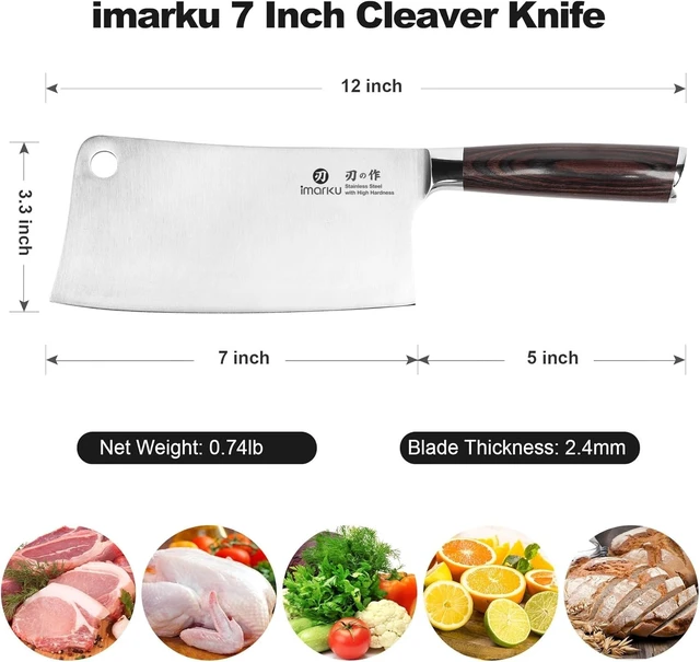 Alt view image 5 of 7 - Cleaver Knife 7 Inch, Japanese High Carbon Stainless Steel Chopper | Ultra Sharp for Meat and Vegetable,Multifunction Cooking Knife for Home and Restaurant,Ergonomic Pakkawood Handle,Ideal Gift