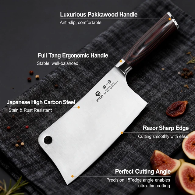 Alt view image 7 of 7 - Cleaver Knife 7 Inch, Japanese High Carbon Stainless Steel Chopper | Ultra Sharp for Meat and Vegetable,Multifunction Cooking Knife for Home and Restaurant,Ergonomic Pakkawood Handle,Ideal Gift