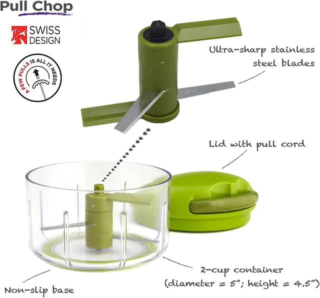 Alt view image 2 of 7 - Pull Chop, Vegetable Chopper with Stainless Steel Blades, Food Chopper with Non-Slip Base, Easy to Use Fruit Cutter and Onion Chopper, Essential Kitchen Accessories 650ml