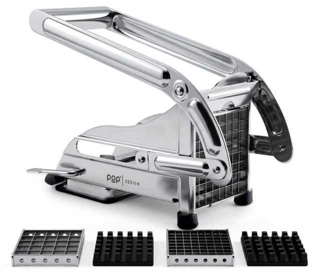Main image of French Fry Cutter, Dishwasher Safe Stainless Steel Potato & Vegetable Slicer, 2 Blade Sizes (1/2" & 3/8"), Suction Base, Lifetime Blade Replacement Warranty, Perfect for Air Fryer & Deep Fryer by POP