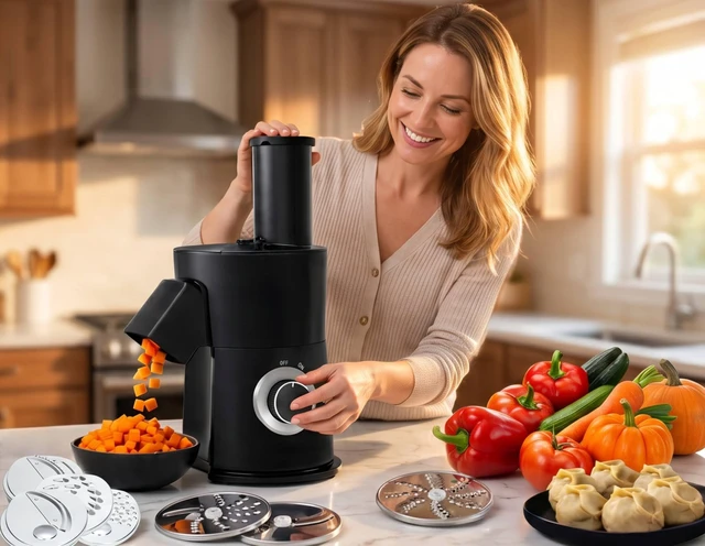 Alt view image 2 of 7 - 7 In 1 Vegetable Chopper Electric Veggie Onion French Fry Cutter Garlic Mincer Potato Slicer Food Vegetable Dicer Cheese Grater Carrot Shredder Kitchen Gadgets Essentials House Warming Gifts New Home