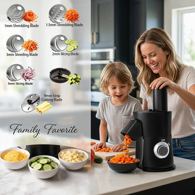 Alt view image 3 of 7 - 7 In 1 Vegetable Chopper Electric Veggie Onion French Fry Cutter Garlic Mincer Potato Slicer Food Vegetable Dicer Cheese Grater Carrot Shredder Kitchen Gadgets Essentials House Warming Gifts New Home