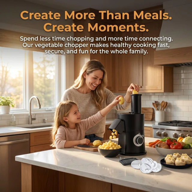 Alt view image 7 of 7 - 7 In 1 Vegetable Chopper Electric Veggie Onion French Fry Cutter Garlic Mincer Potato Slicer Food Vegetable Dicer Cheese Grater Carrot Shredder Kitchen Gadgets Essentials House Warming Gifts New Home