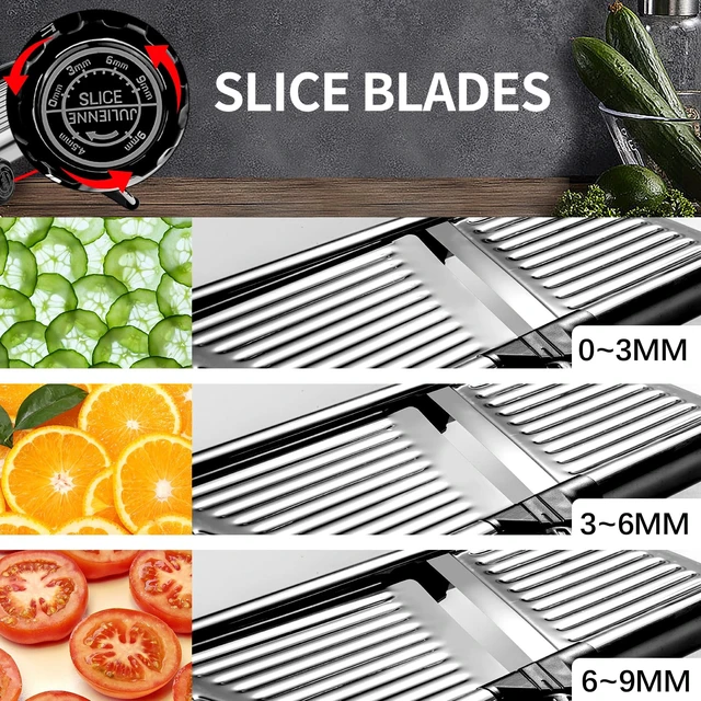 Alt view image 2 of 6 - Mandoline Slicer for Kitchen, Vegetable Slicer | Stainless Steel Mandoline Slicer, Adjustable Mandolin, Mandoline, Potato, Veggie and Onion Slicer with Cut-Resistant Gloves