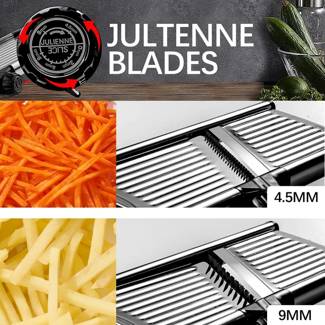 Alt view image 3 of 6 - Mandoline Slicer for Kitchen, Vegetable Slicer | Stainless Steel Mandoline Slicer, Adjustable Mandolin, Mandoline, Potato, Veggie and Onion Slicer with Cut-Resistant Gloves