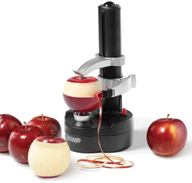 Alt view image 3 of 7 - Rotato Express Electric Peeler for Potatoes, Fruits & Vegetables | Hands-Free, Safe & Easy to Use, Effortlessly Peel, Spiralize, Zest & More, Nonslip Base, Includes Spare Blades & Thumb Knife
