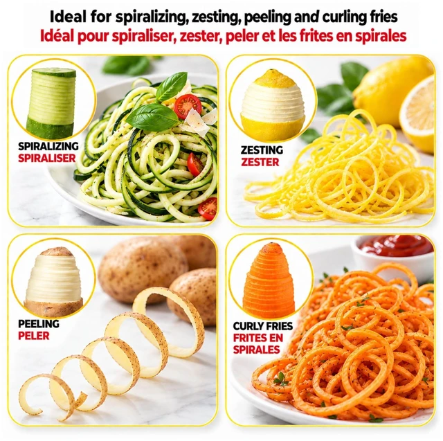 Alt view image 4 of 7 - Rotato Express Electric Peeler for Potatoes, Fruits & Vegetables | Hands-Free, Safe & Easy to Use, Effortlessly Peel, Spiralize, Zest & More, Nonslip Base, Includes Spare Blades & Thumb Knife