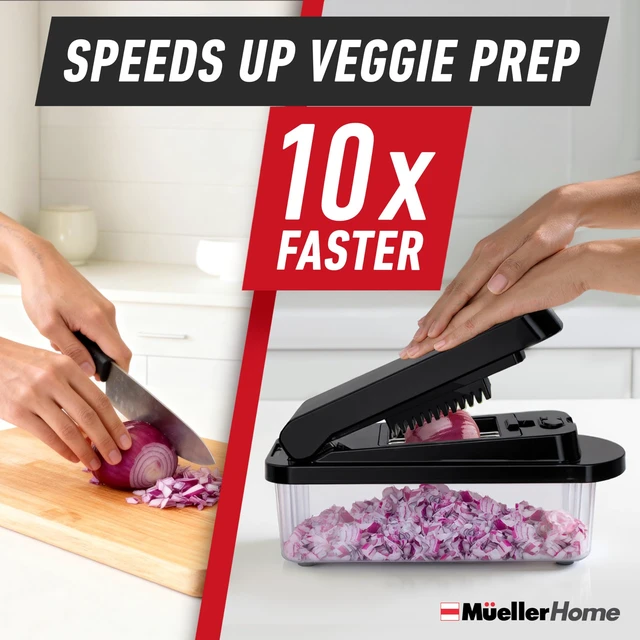 Alt view image 3 of 7 - MUELLER HOME Pro-Series 10-in-1, 8 Vegetable Chopper & Mandoline Slicer | Food-Prep Tool, Fruit Cutter, Dicer, Veggie Chopper with Container, Kitchen Essentials, House Warming Gifts New Home, Black